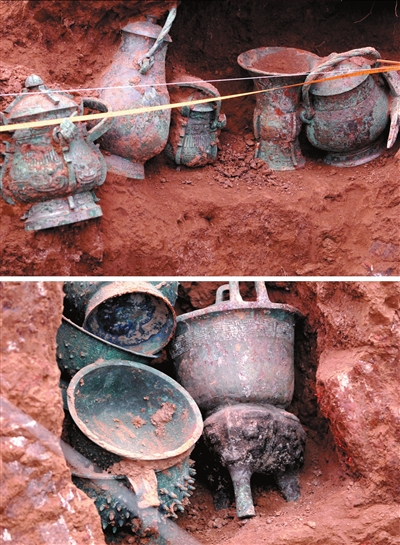 iPhone登錄AppStore,Android手機登錄cloud.jinghua.cn免費下載聯通億拍，拍攝上圖觀看視頻。出土的青銅器。新華社發