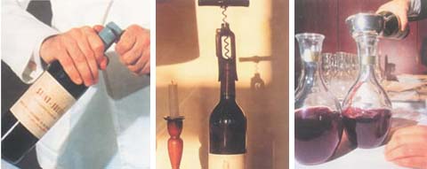 刀割掉外殼　　用螺旋狀的開瓶器開瓶　　換瓶